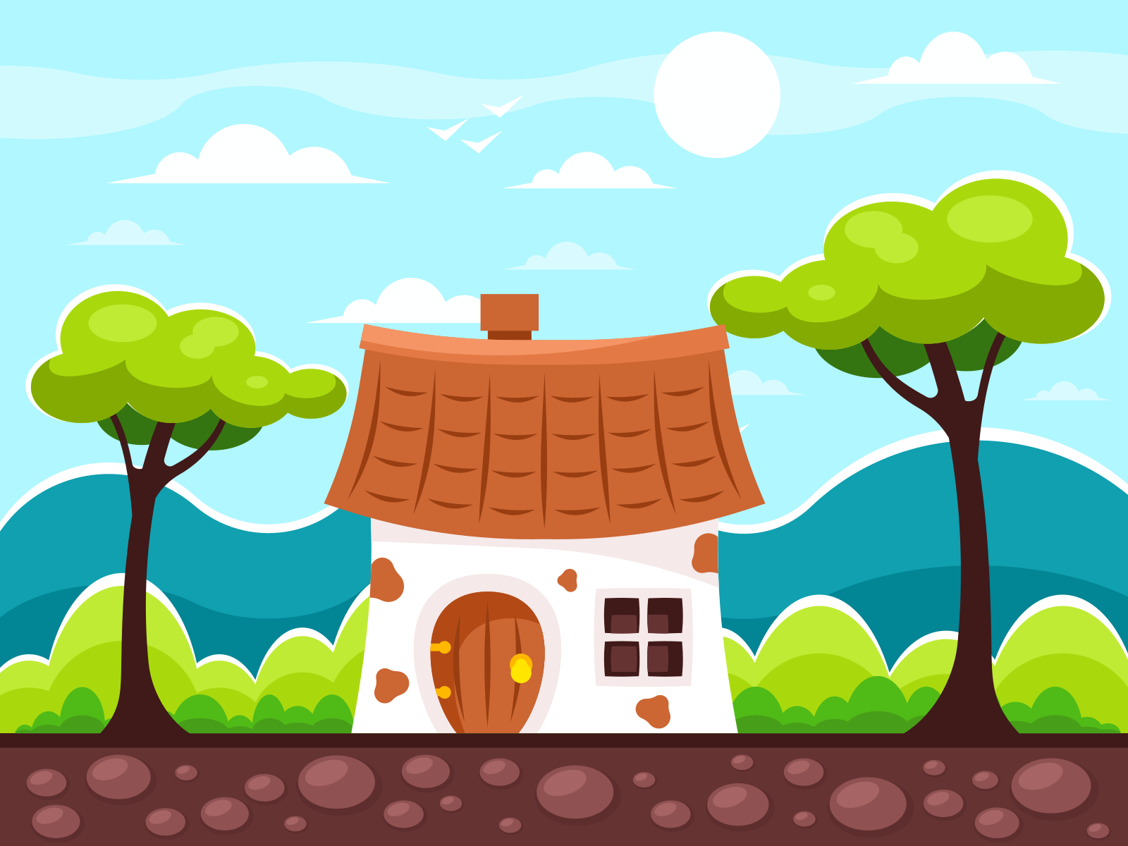 Cartoon country house