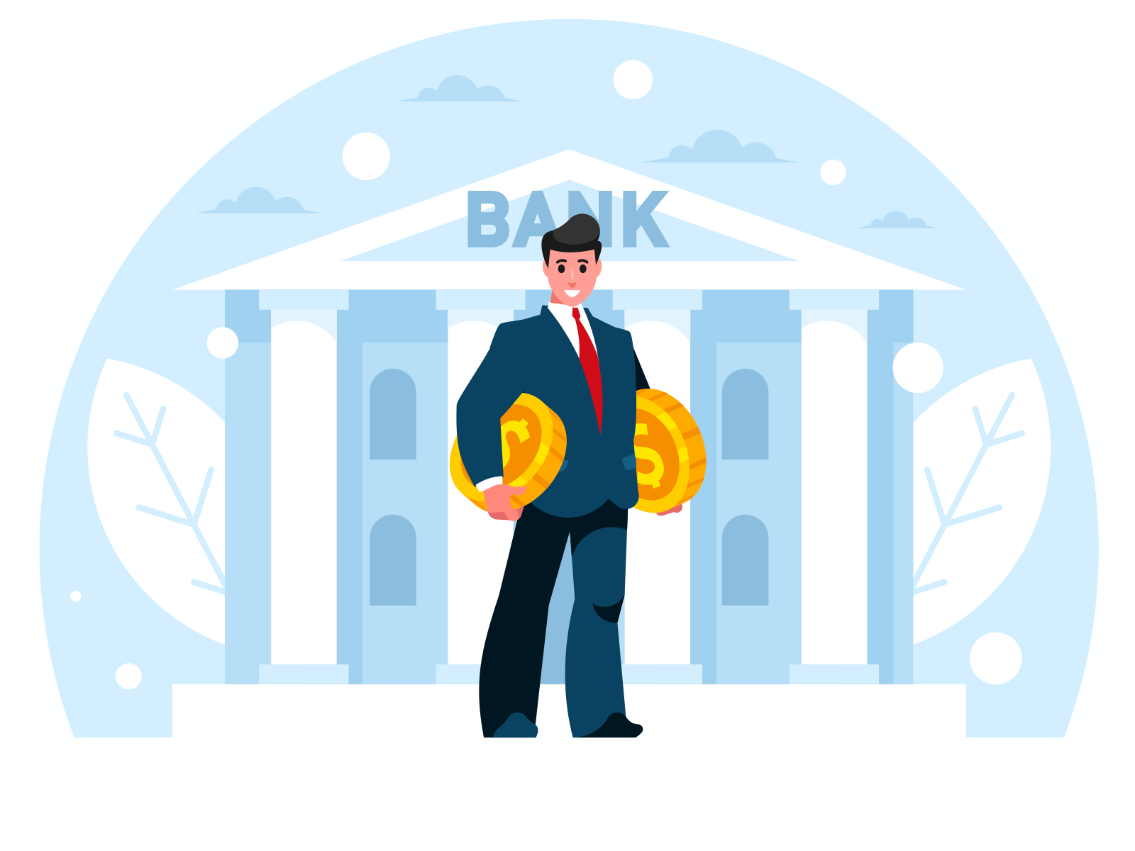 Businessman holding coins
