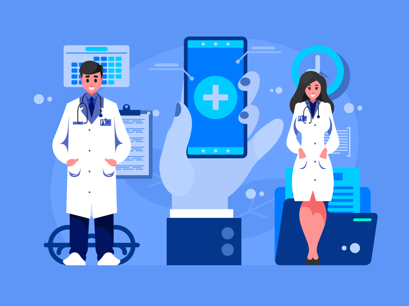 Male and female doctor