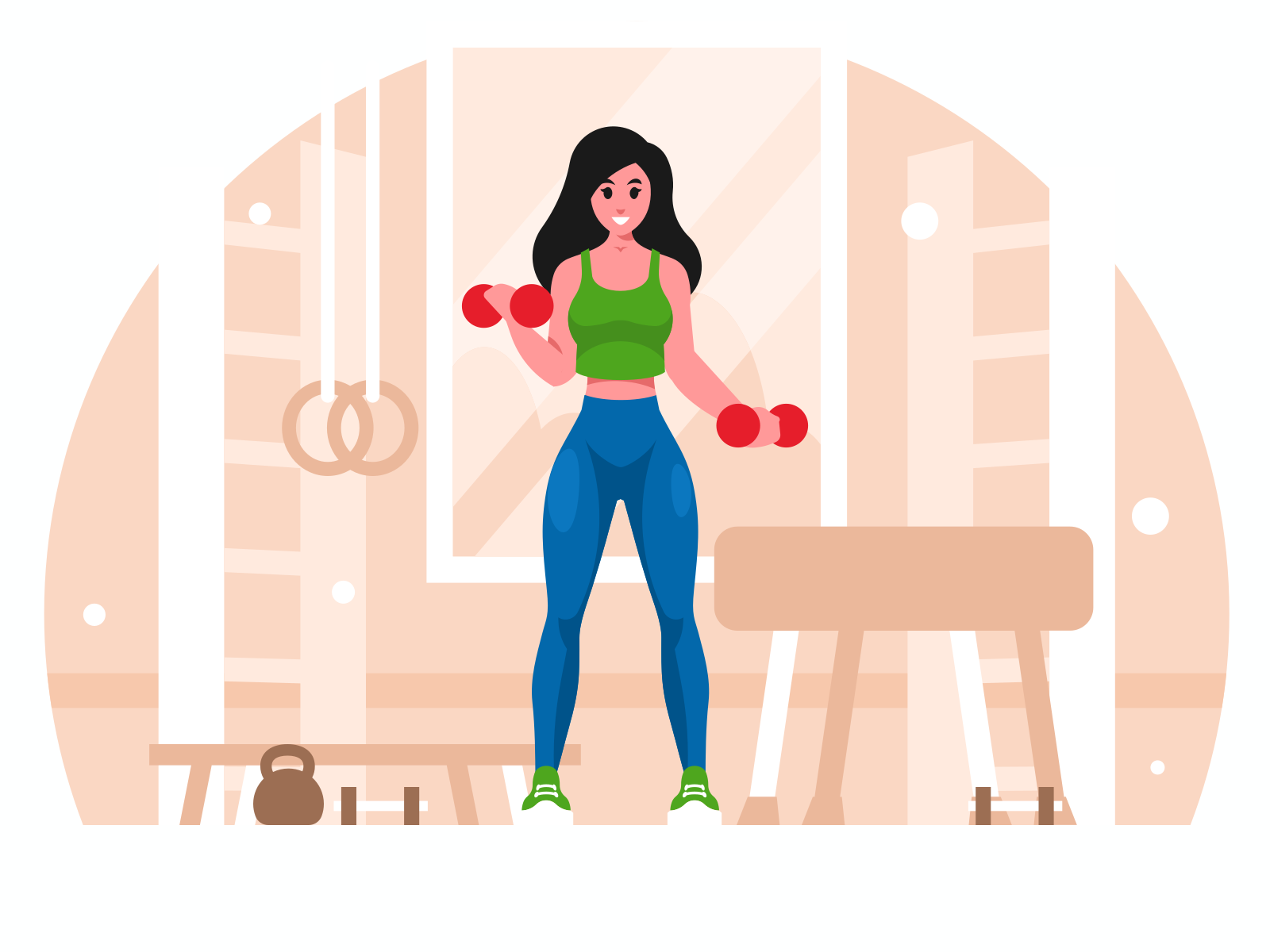 Woman with dumbbells